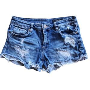 BLANKNYC Blue Denim Cutoff Distressed Destroyed Shorts‎ Women's Size 26*